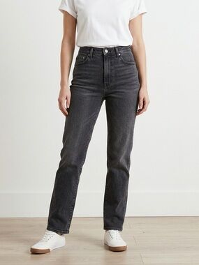 & Other Stories High-Rise Straight Charcoal Jeans Size 27/30